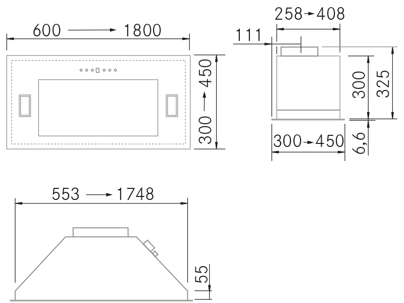 Range Hoods - GA SP Inox - Technical design