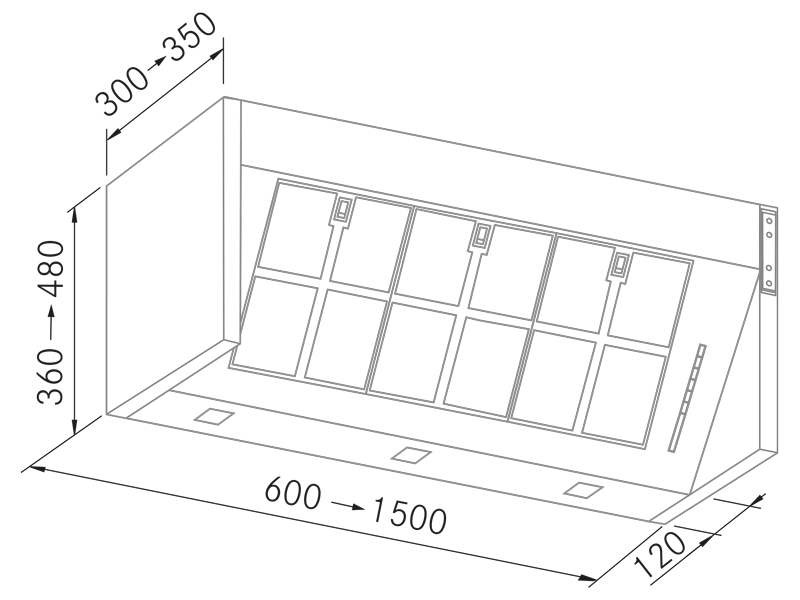 Hottes - Integratta SP Inox - Dessin technique