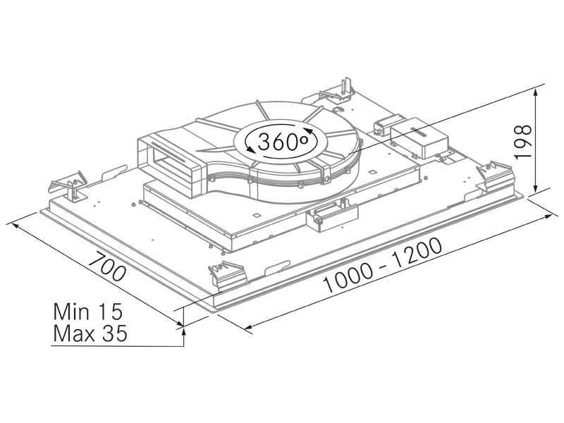 Campanas Extractoras de Cocina - Cloud 360 - Plano técnico