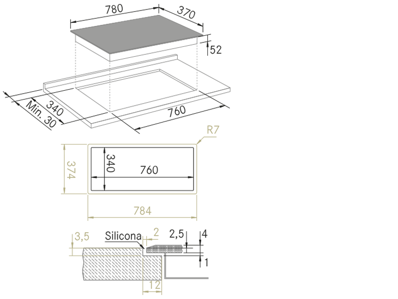 Hobs - Vitro 783 Induction Slider II - Technical design