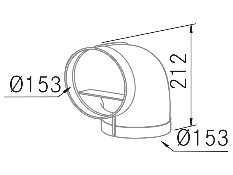 Range Hoods - Codo vertical redondo Ø150 - Technical design