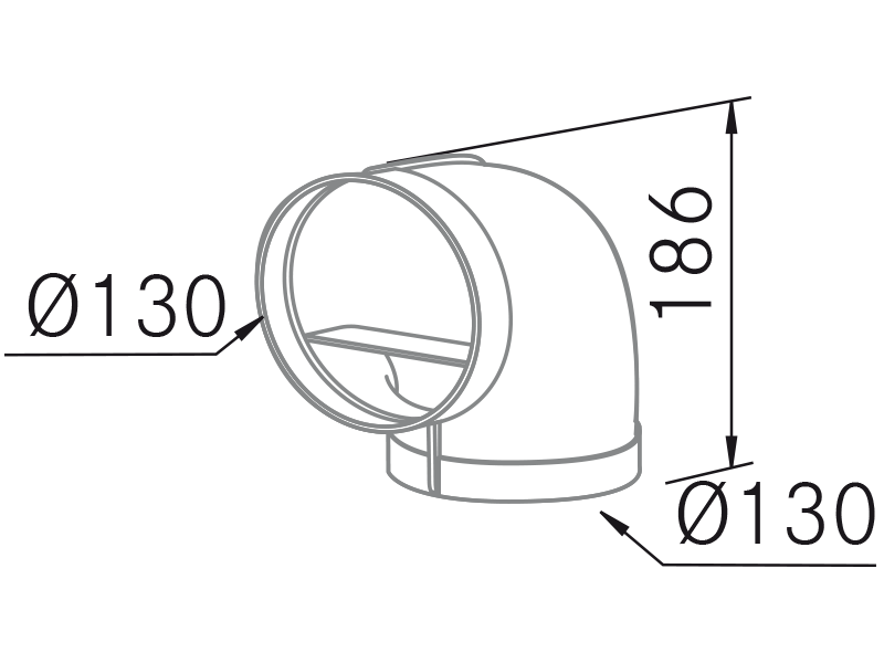 Range Hoods - Codo vertical redondo Ø125 - Technical design