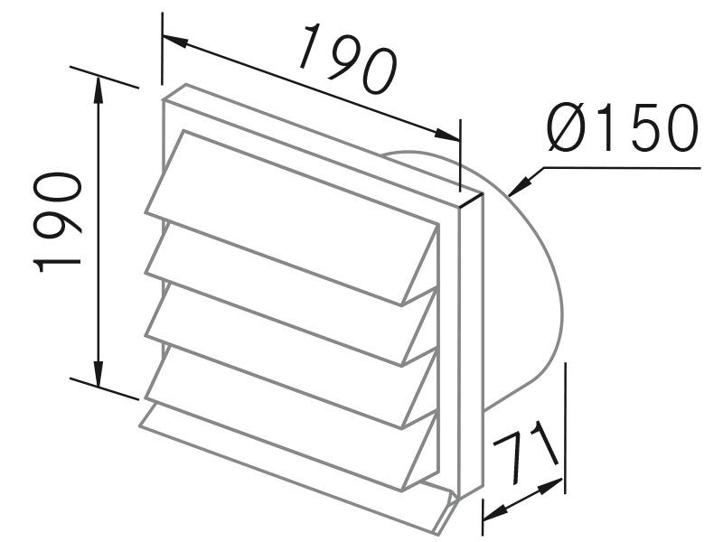 Range Hoods - Deflector salida exterior Ø150 - Technical design