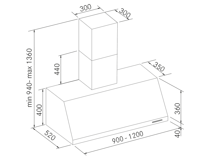 Range Hoods - Keops Prof - Technical design