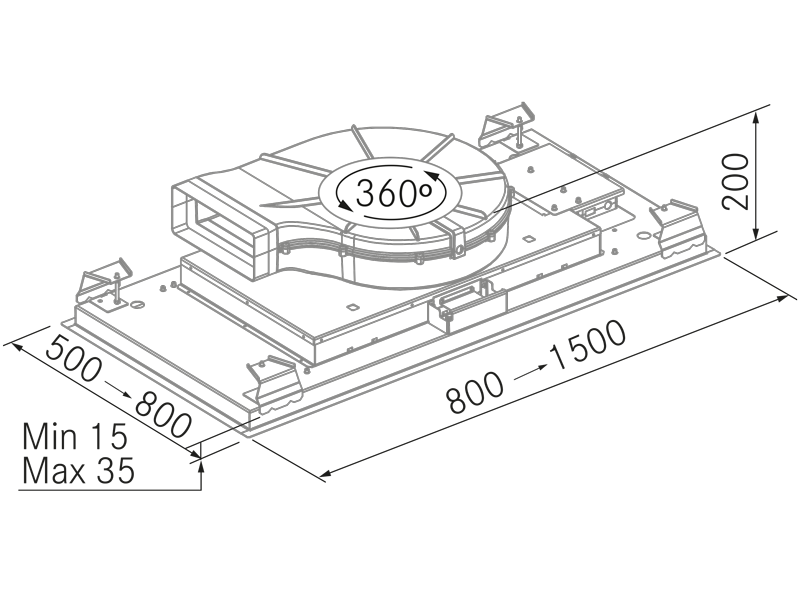 Hottes - SCL SP 360 Inox - Dessin technique