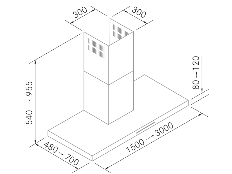 Range Hoods - Mercury SP Inox - Technical design