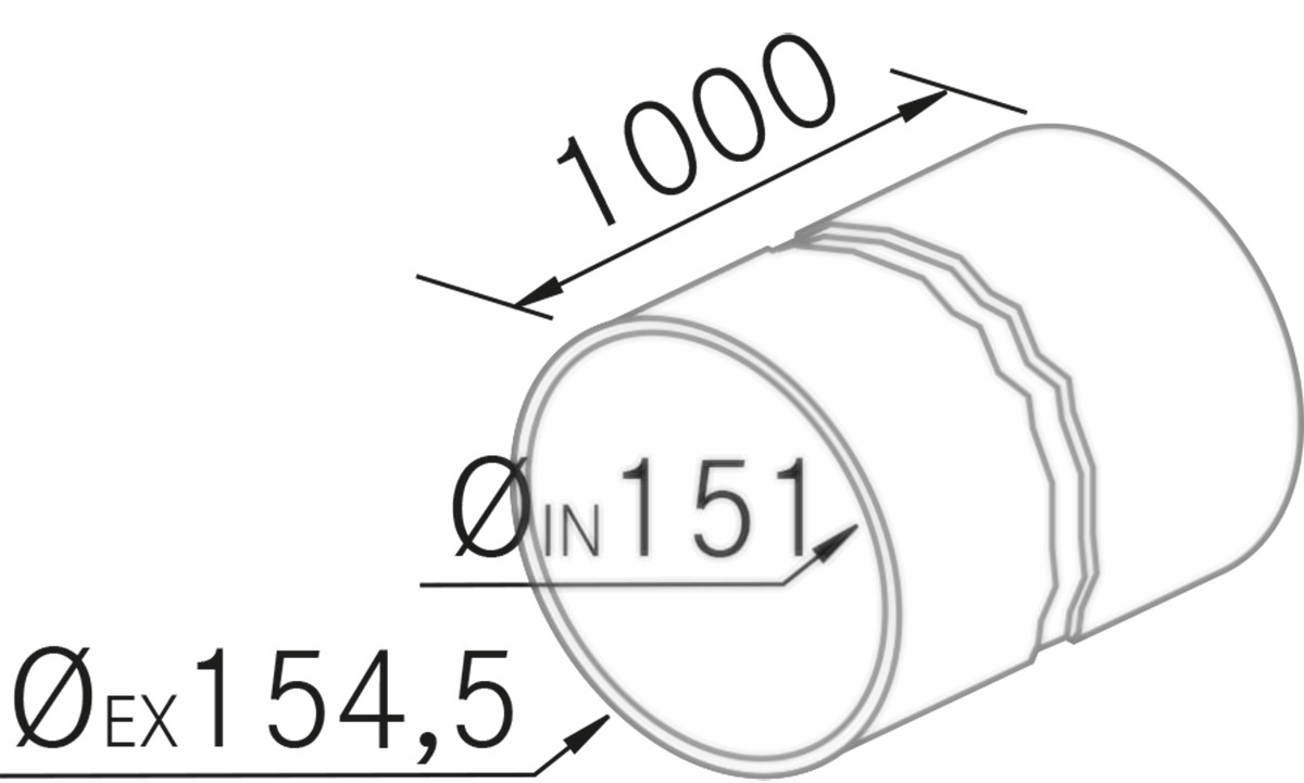 Range Hoods - Conducto redondo 1m. Ø150 - Technical design