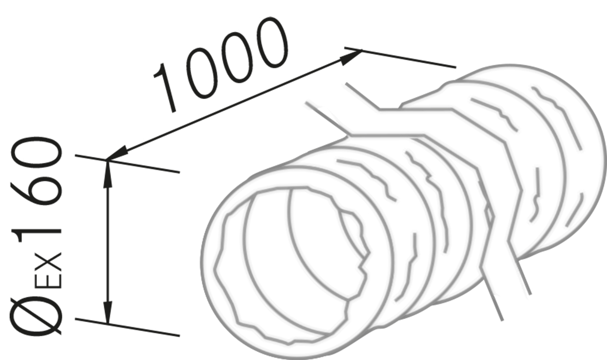 Range Hoods - Tubo flexible redondo 1m. Ø150 PVC - Technical design